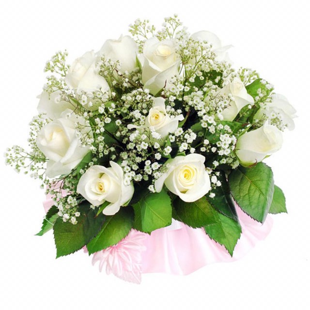 Σύνθεση λευκή με 15 λευκά τριαντάφυλλα